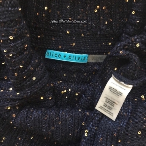 Alicia & Olivia midnight navy cowl neck sweater with gold sequins *iamwarrior - Picture 6 of 8